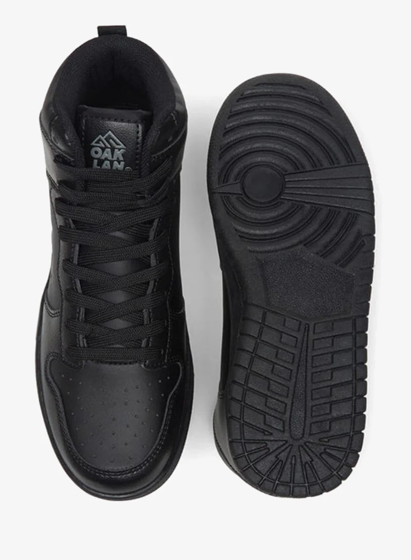 Oaklan By Shoexpress BLACK Women's Solid High Top Sneakers with Lace-Up Closure for Women | Best Price UAE