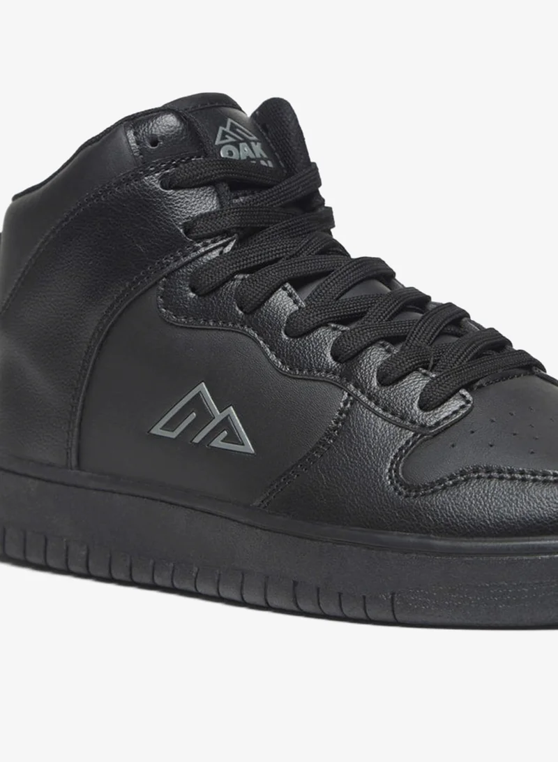 Oaklan By Shoexpress BLACK Women's Solid High Top Sneakers with Lace-Up Closure for Women | Best Price UAE