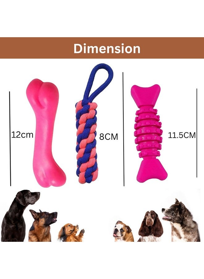 Emily Pets Puppies Teething Chew Toys For Boredom, Pet Dog Chew Toys With Rope Toys, Dog Squeaky Toy For Puppy And Small Dogs (Pack Of 3, Color May Vary) - Image 3