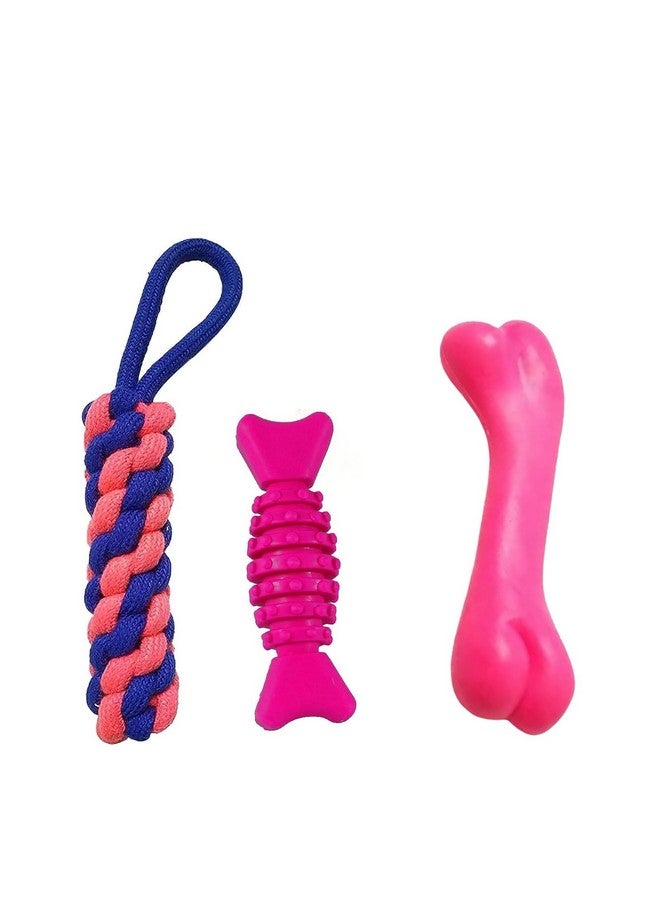 Emily Pets Puppies Teething Chew Toys For Boredom, Pet Dog Chew Toys With Rope Toys, Dog Squeaky Toy For Puppy And Small Dogs (Pack Of 3, Color May Vary) - Image 1