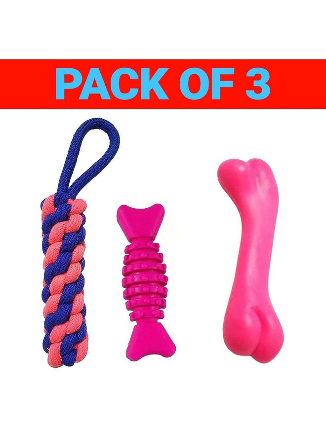 Emily Pets Puppies Teething Chew Toys For Boredom, Pet Dog Chew Toys With Rope Toys, Dog Squeaky Toy For Puppy And Small Dogs (Pack Of 3, Color May Vary) - Image 2