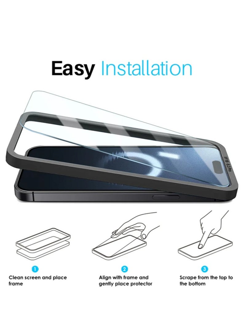 SNBFA اي فون 16 برو ماكس 6.9 بوصة شفافة ، خالية من الفقاعات ، سهلة التركيب أداة ، خفف من الزجاج فيلم - Image 5