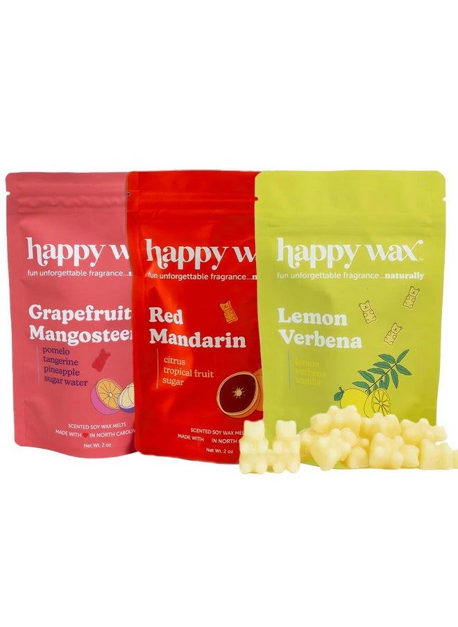 Happy Wax Citrus Mix Collection Scented Natural Soy Wax Melts - 6 Total Oz. of Scented Wax Melts, Collection Includes 2oz Red Mandarin, 2oz Grapefruit Mangosteen, and 2oz Lemon Verbena - pzsku/ZEEC78A964168E918AF9CZ/45/_/1740982530/9de592ca-c7bc-486d-9c04-720fb49386ac