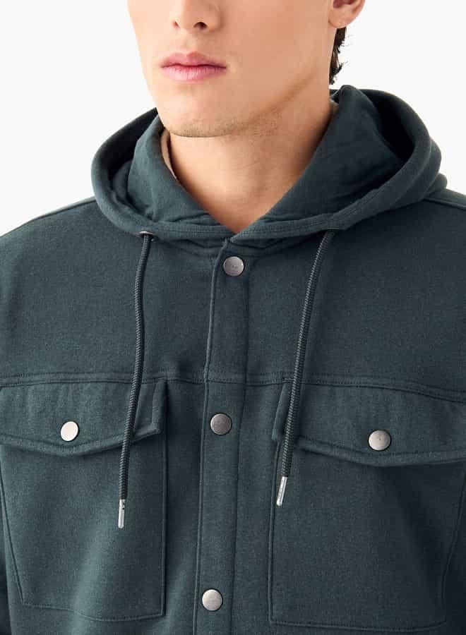 سبلاش فيڤ قميص بارز الملمس بجيوب على الصدر وقبعة - Image 4