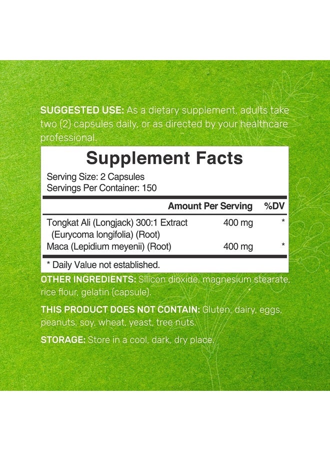 DEAL SUPPLEMENT مستخلص تونكات علي 300:1 400 ملغ وجذر ماكا 400 ملغ | 300 كبسولة، قوة فائقة لونج جاك (يوركوميا لونجيفوليا) + ماكا بيرو – غير معدلة وراثيًا، مكمل عشبي لصحة الرجال، الأداء - Image 2