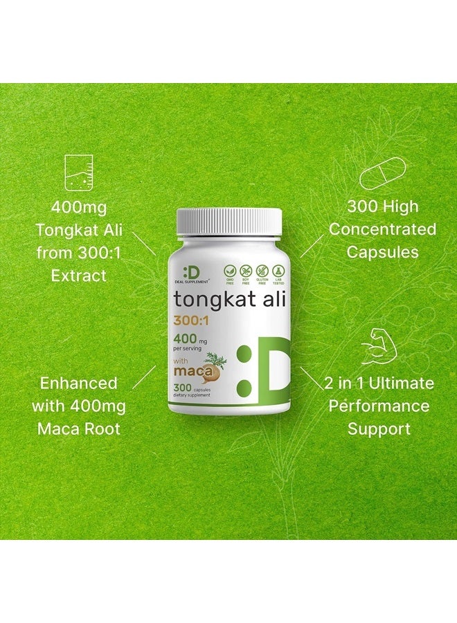 DEAL SUPPLEMENT مستخلص تونكات علي 300:1 400 ملغ وجذر ماكا 400 ملغ | 300 كبسولة، قوة فائقة لونج جاك (يوركوميا لونجيفوليا) + ماكا بيرو – غير معدلة وراثيًا، مكمل عشبي لصحة الرجال، الأداء - Image 4