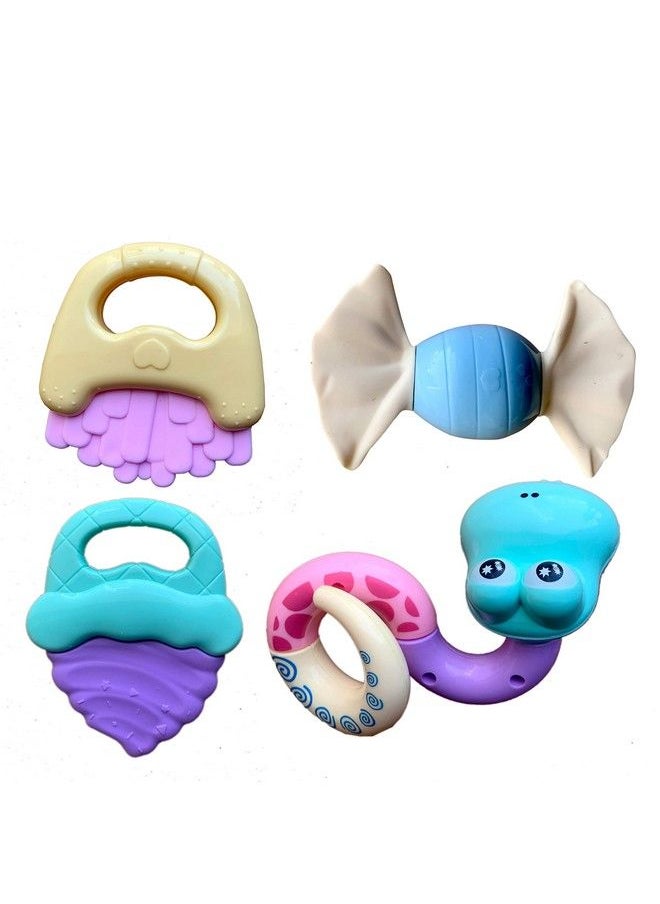 The Little Lookers Colorful Cute Attractive Bpafree Rattles Set For Babies And Kids Multicolour (Rattle & Teether Set Of 4)  - Image 2