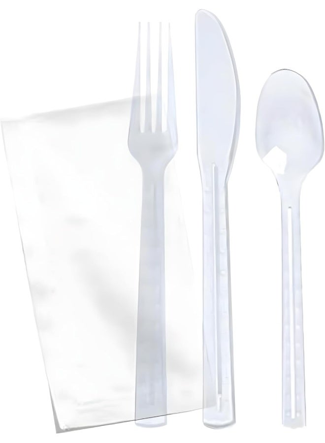HTE 25Pieces Luxury Clear Plastic Disposable Cutlery Set - Image 1