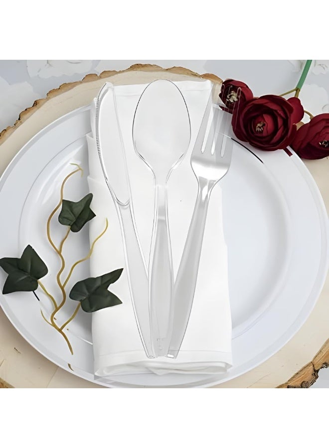 HTE 25Pieces Luxury Clear Plastic Disposable Cutlery Set - Image 2