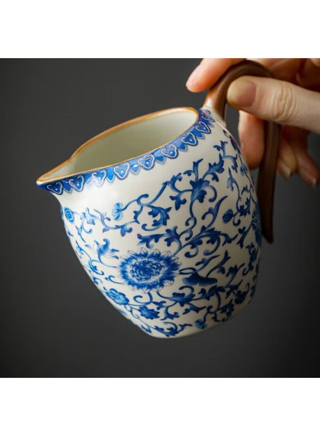 Bw Ru Kiln Tea Set High-end Blue And White Porcelain Kung Fu Tea Set Complete Set Festival Gift For Elders 12-piece - Image 3