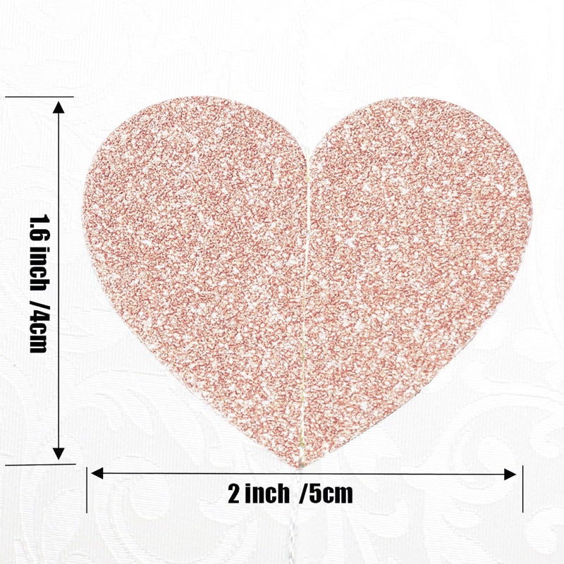 Aonor Sparkly Heart Hanging String Garland, Paper Heart Garland Streamers for Birthday Party Decorations Baby Shower Anniversary Valentines Day Decorations, Rose Gold Pink White - Image 2