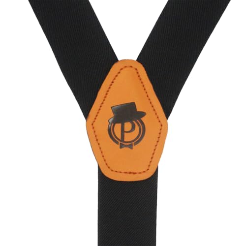 Peluche Plaid Black Black Coloured 3.5cm Strap Width Elastic Suspenders for Men - Image 5
