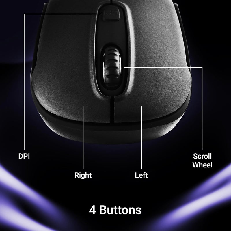 ZEBRONICS Dash Pro 2.4GHz Wireless Mouse, Upto 1600 DPI, 3 Level DPI, High Precision, Power Saving Mode, Comfortable & Lightweight, for Mac | Laptop | Computer (Black) - Image 5