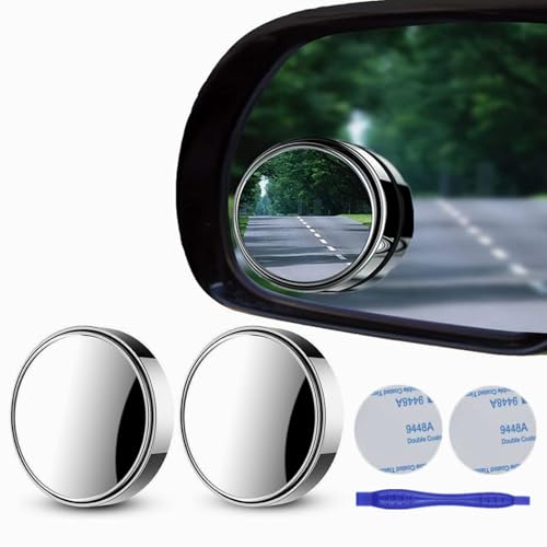 MARLBSTON 2 pcs Blind Spot Mirrors, 2" Round HD Glass Convex 360° Wide Angle Side Rear View Mirror with ABS Housing for Cars SUV and Trucks, Silver, Pack of 2 - Image 1