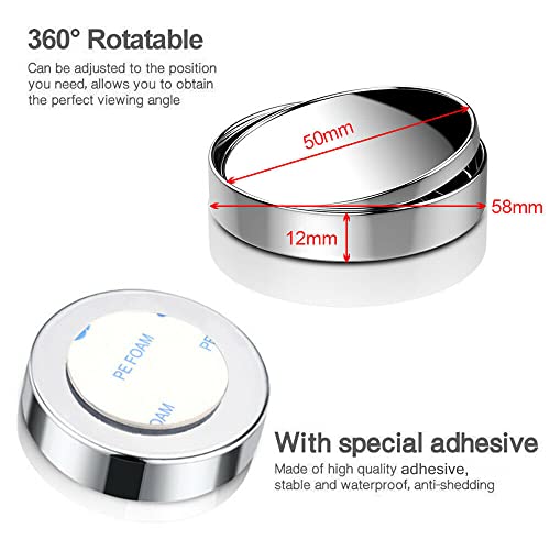 MARLBSTON 2 pcs Blind Spot Mirrors, 2" Round HD Glass Convex 360° Wide Angle Side Rear View Mirror with ABS Housing for Cars SUV and Trucks, Silver, Pack of 2 - Image 3