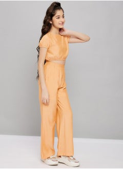 Stylo Bug Puff Sleeves Crop Top and Straight Leg Pant Set by Styli  - Image 3