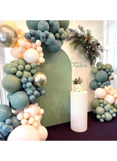 Generic Dusty Sage Green Blue Gold Balloon Garland Kit, 107 PCS Pastel Olive Green Slate Blue Beige Metallic Gold Balloon Arch Kit for Women Men Boho Birthday Wedding Baby Bridal Shower Party Decorations  - Image 5