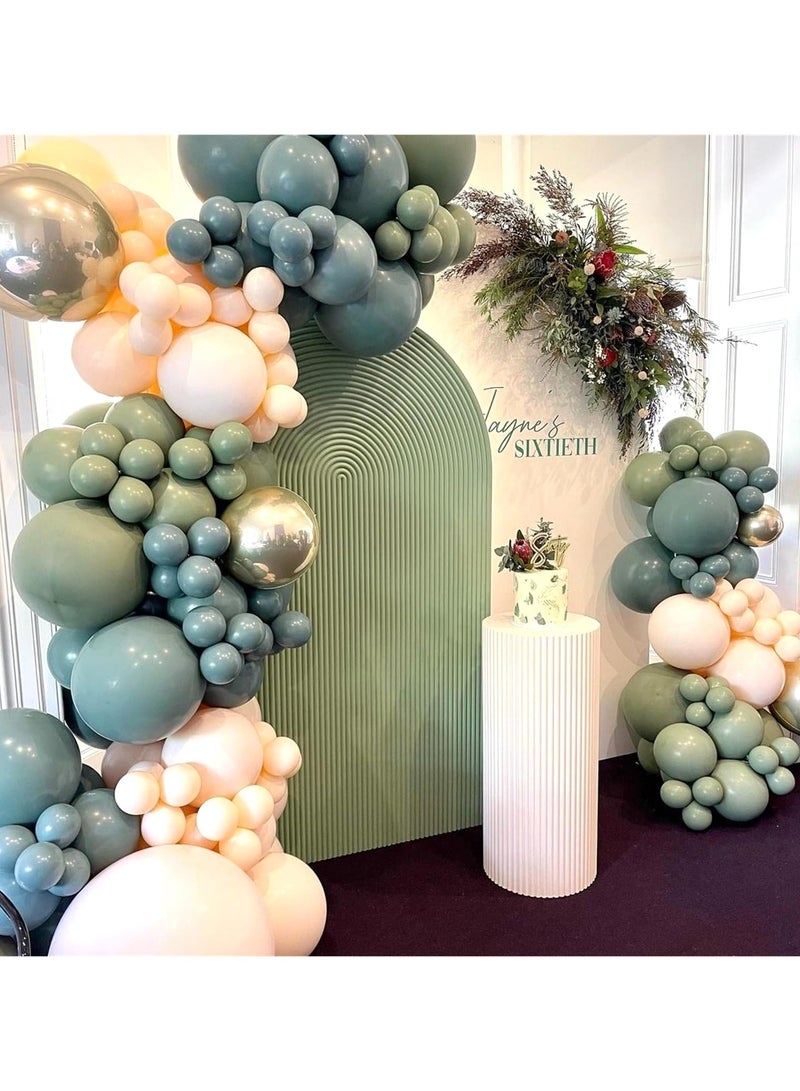 أخضر أزرق ذهبي بالون اكليلا من الزهور مجموعة ، 107 قطعة الباستيل الزيتون الأخضر لائحة الأزرق البيج معدنية ذهبية بالون قوس مجموعة ، للرجال والنساء بوهيميا عرس عيد ميلاد الطفل العروس دش الطرف الديكور - Image 5