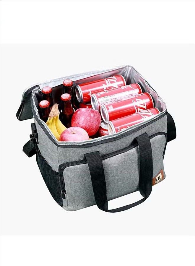 بلومنغ تايم أكياس عزل الطعام القابلة لإعادة الاستخدام ، توصيل الطعام ، أكياس التبريد ، أكياس الثلج للتخييم في الهواء الطلق ، أكياس سعة كبيرة الحجم ، مقابض متينة ، سحابات مزدوجة التسمية-قابلة للطي-رمادي - Image 3