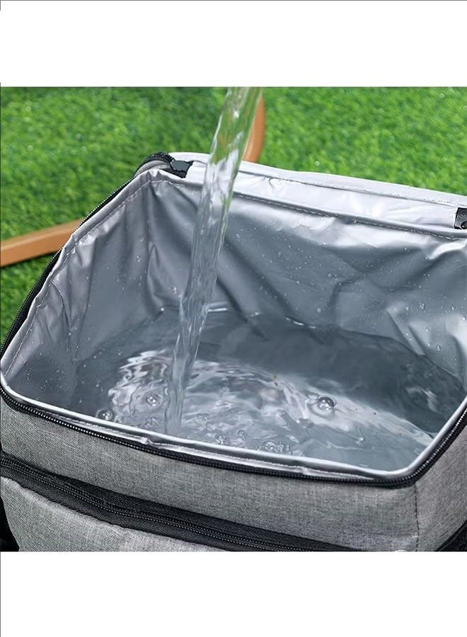 بلومنغ تايم أكياس عزل الطعام القابلة لإعادة الاستخدام ، توصيل الطعام ، أكياس التبريد ، أكياس الثلج للتخييم في الهواء الطلق ، أكياس سعة كبيرة الحجم ، مقابض متينة ، سحابات مزدوجة التسمية-قابلة للطي-رمادي - Image 4