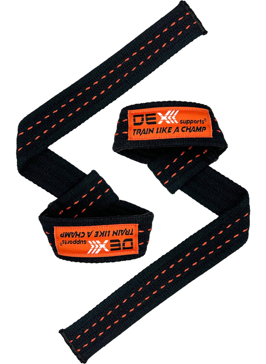 Dex Supports Pro Lifting Straps Padded 2 Pack Orange  - Image 1