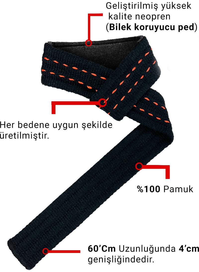 Dex Supports Pro Lifting Straps Padded 2 Pack Orange  - Image 2