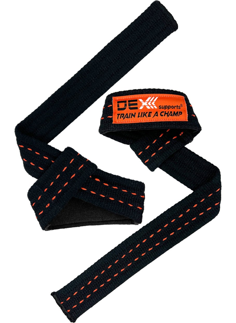 Dex Supports Pro Lifting Straps Padded 2 Pack Orange  - Image 3