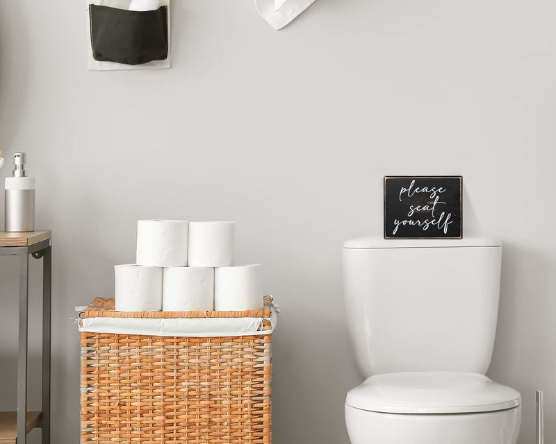 Pigort Funny Bathroom Sign Please Seat Yourself Inset Bathroom Home D?cor Sign 5x6inch - Image 5