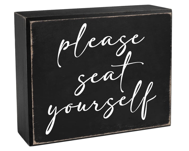 Pigort Funny Bathroom Sign Please Seat Yourself Inset Bathroom Home D?cor Sign 5x6inch - Image 1
