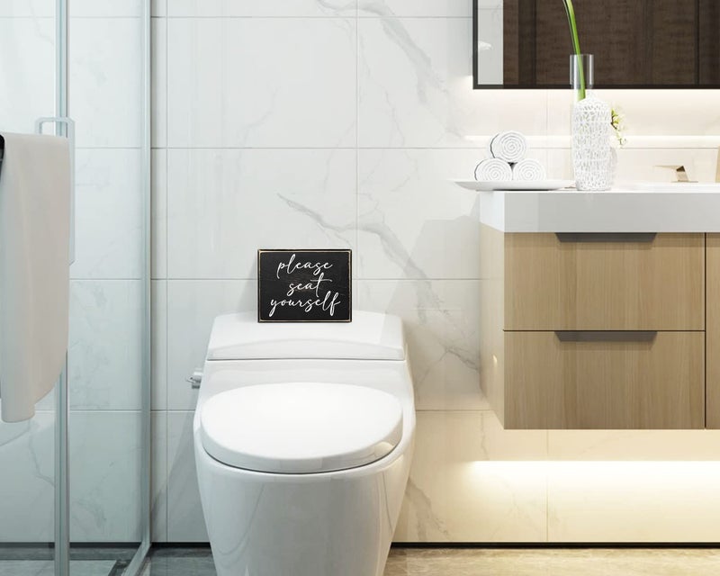 Pigort Funny Bathroom Sign Please Seat Yourself Inset Bathroom Home D?cor Sign 5x6inch - Image 4