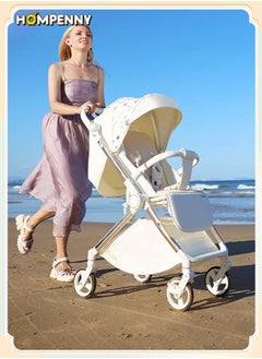 Hompenny Luxury High Landscape Reversible Baby Stroller with Cup Holder | One-Hand Fold | All-Wheel Suspension | 5-Point Harness | Spacious Seat | For 0–6 Years | 70KG Weight Capacity  - Image 4