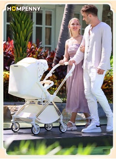 Hompenny Luxury High Landscape Reversible Baby Stroller with Cup Holder | One-Hand Fold | All-Wheel Suspension | 5-Point Harness | Spacious Seat | For 0–6 Years | 70KG Weight Capacity  - Image 5