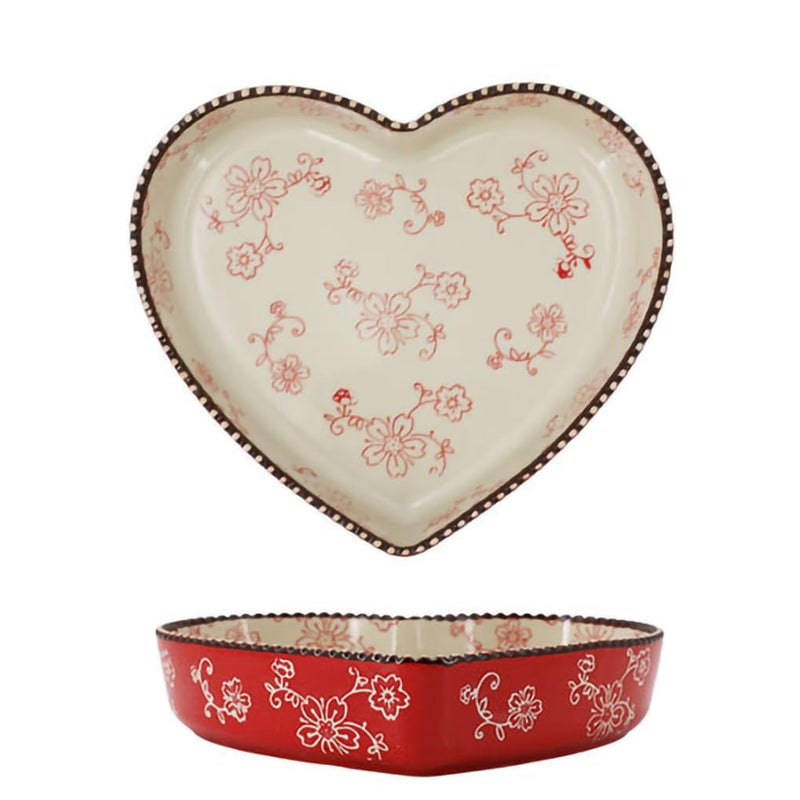 WAIT FLY Ceramic Sakura Pie Pan 33 OZ Quiche Baking Dish Heart Shape Pie Dish for Lasagna, Apple Pie-1 PCS-Green - Image 1