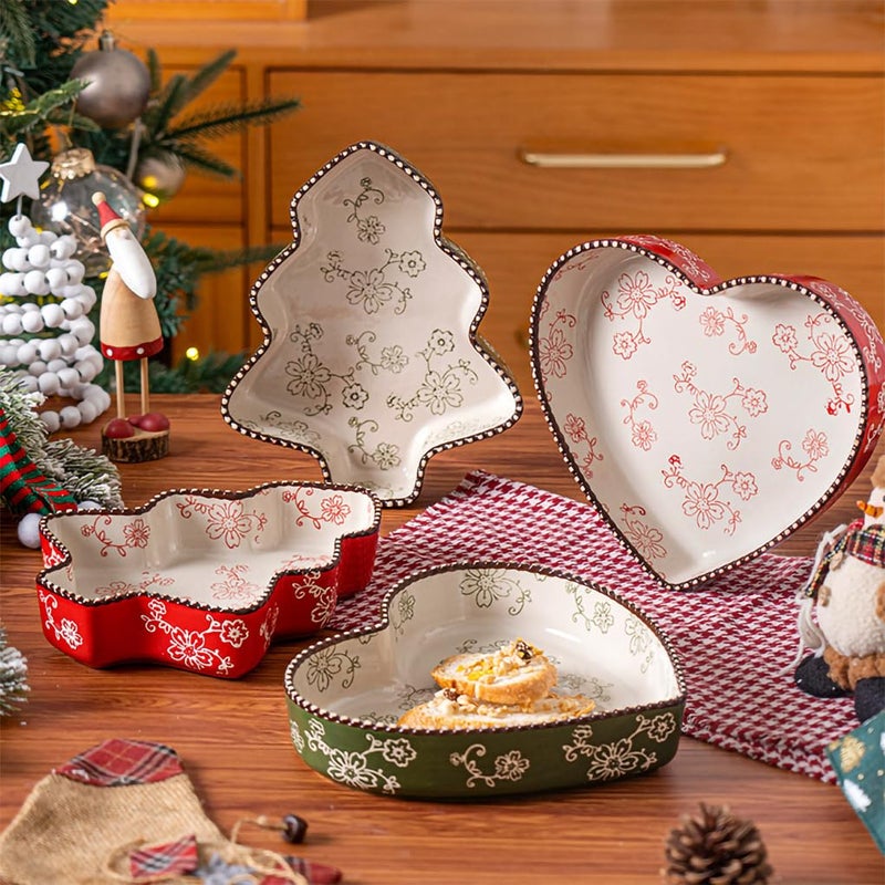 WAIT FLY Ceramic Sakura Pie Pan 33 OZ Quiche Baking Dish Heart Shape Pie Dish for Lasagna, Apple Pie-1 PCS-Green - Image 5