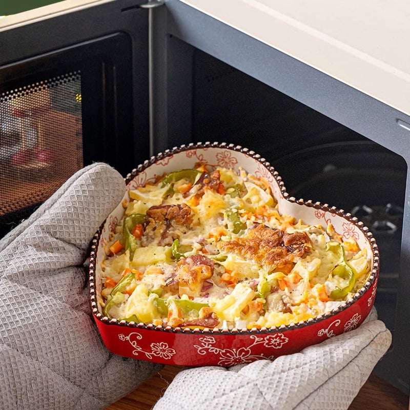 WAIT FLY Ceramic Sakura Pie Pan 33 OZ Quiche Baking Dish Heart Shape Pie Dish for Lasagna, Apple Pie-1 PCS-Green - Image 4