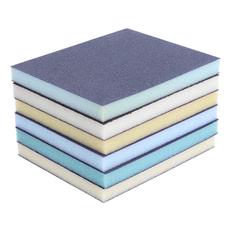 6Pcs Double Sided Grinding Sponge Blocks Set Blue Gray Dual Grits 80 100 120 150 180 220 For Manual Polishing Sanding - Image 2