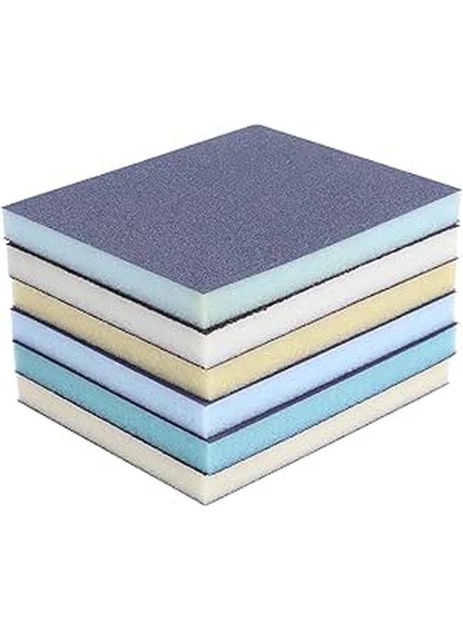 6Pcs Double Sided Grinding Sponge Blocks Set Blue Gray Dual Grits 80 100 120 150 180 220 For Manual Polishing Sanding - Image 1