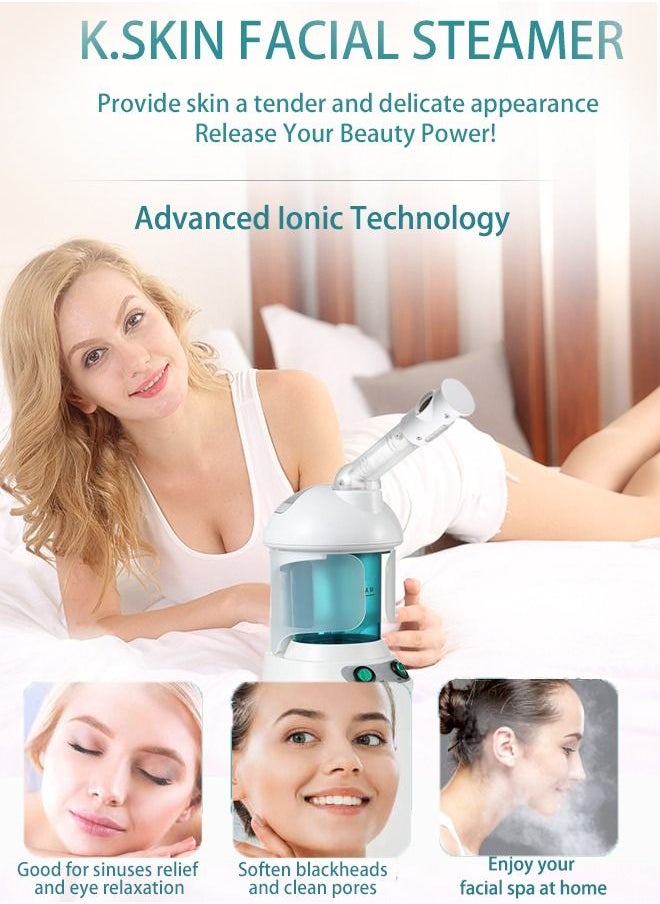 K.SKIN - جهاز بخار الوجه المحمول، جهاز بخار الوجه الأيوني مع بخاخ يدور 360 درجة، جهاز بخار الزيوت العطرية للعناية الشخصية، للاستخدام في المنتجع الصحي المنزلي أو الصالون - Image 1