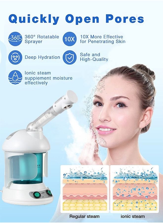 K.SKIN - جهاز بخار الوجه المحمول، جهاز بخار الوجه الأيوني مع بخاخ يدور 360 درجة، جهاز بخار الزيوت العطرية للعناية الشخصية، للاستخدام في المنتجع الصحي المنزلي أو الصالون - Image 1