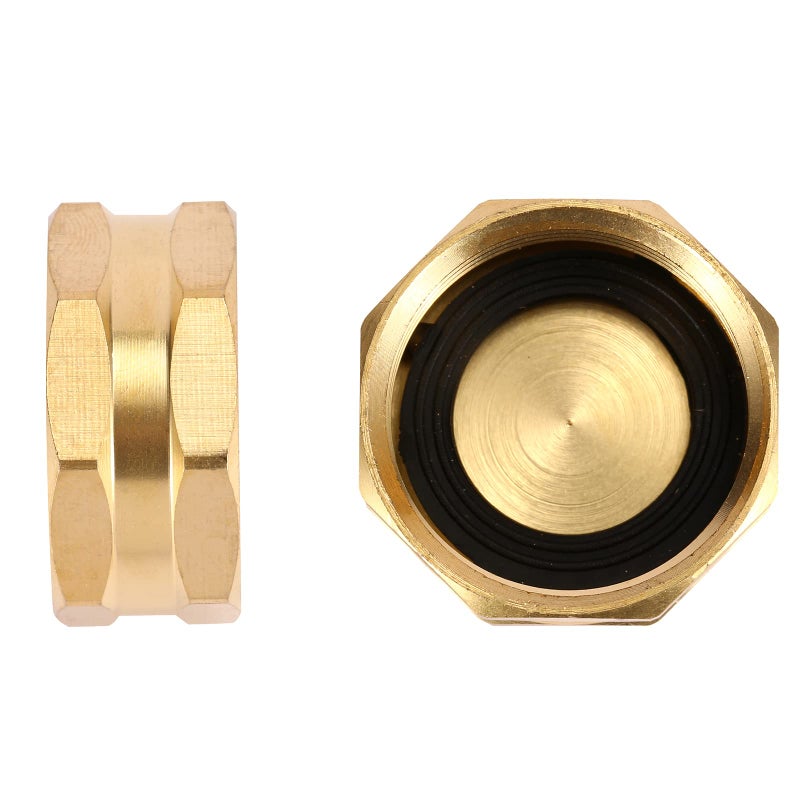 Sanpaint 2 Pack Garden Hose End Caps with Washers, Brass Spigot Cap, 3/4" Female End Cap - Image 4