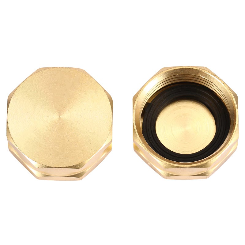 Sanpaint 2 Pack Garden Hose End Caps with Washers, Brass Spigot Cap, 3/4" Female End Cap - Image 3
