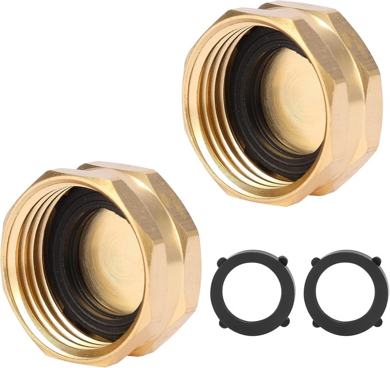 Sanpaint 2 Pack Garden Hose End Caps with Washers, Brass Spigot Cap, 3/4" Female End Cap - Image 1