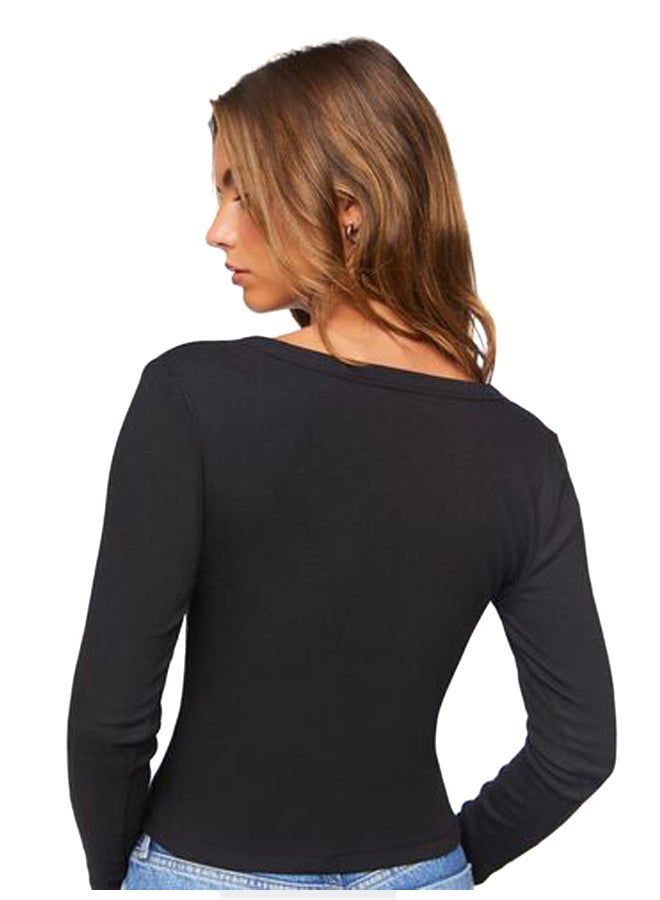 FOREVER 21 V-Neck Long-Sleeve Tee - Image 4