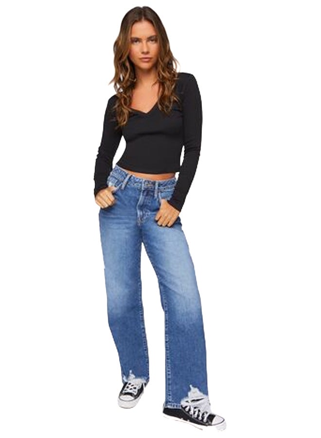 FOREVER 21 V-Neck Long-Sleeve Tee - Image 1