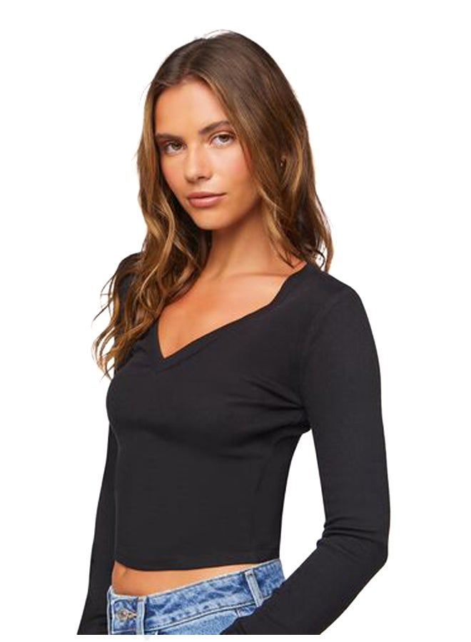 FOREVER 21 V-Neck Long-Sleeve Tee - Image 3