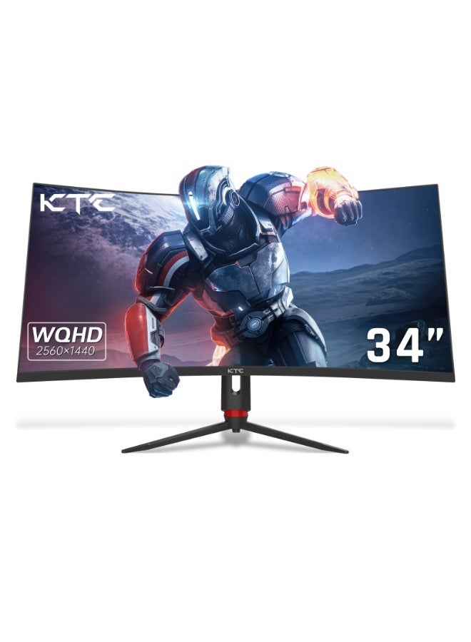 KTC 34Inch 180Hz Curved Ultrawide Gaming Monitor, 21:9, WQHD(3440x1440p),1ms, 1500R Curved Monitor PC, Freesync G-sync, Height/Tilt/Swivel/Pivot - Image 1