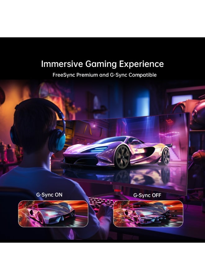 KTC 34Inch 180Hz Curved Ultrawide Gaming Monitor, 21:9, WQHD(3440x1440p),1ms, 1500R Curved Monitor PC, Freesync G-sync, Height/Tilt/Swivel/Pivot - Image 3