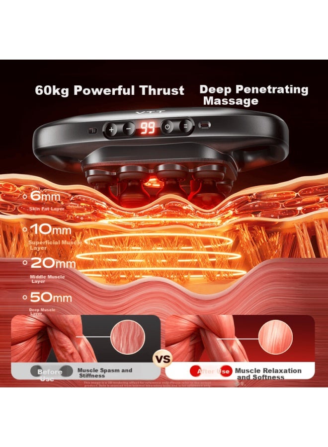 Vtt Germany S12 Power King Fascia Gun Heat Compress Kneading Shoulder Neck Leg Waist Full Body Muscle Massage Multi-head Neck Fascia Gun Massager Gift For Men And Women Birthday - Image 3
