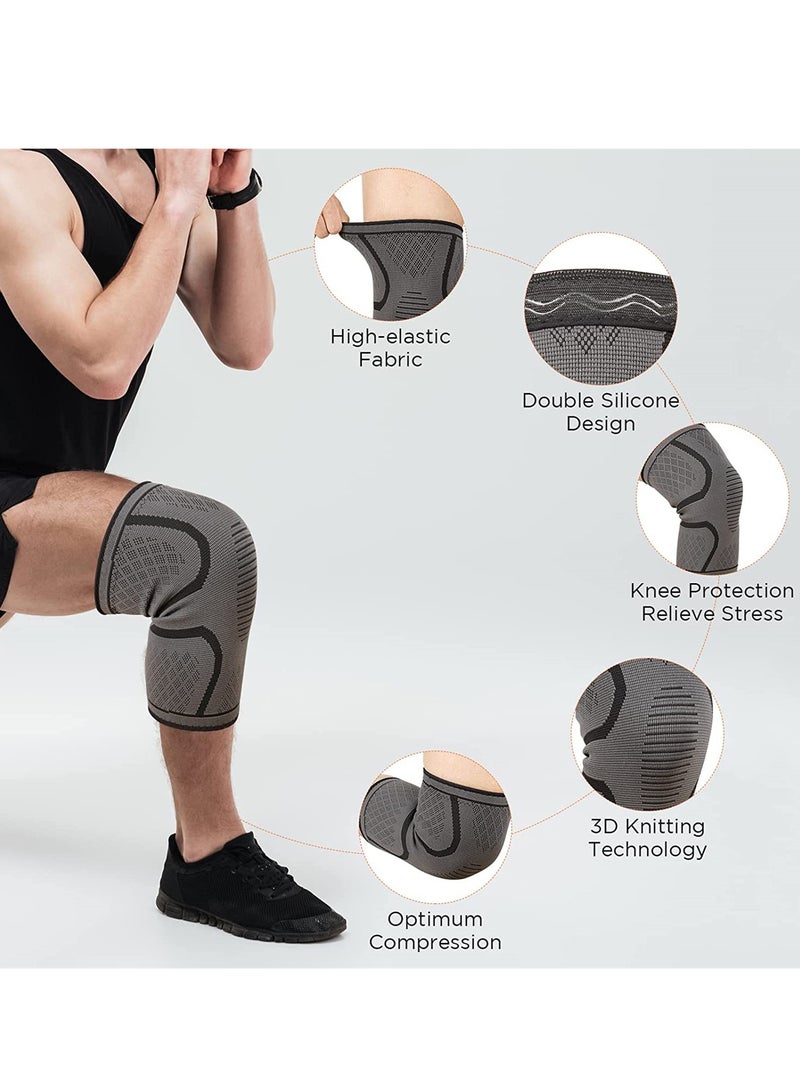 KASTWAVE Knee Brace, 2 Pack Knee Compression Sleeve Support for Men & Women, Professional Sports Protection, Knee Support  - Image 2
