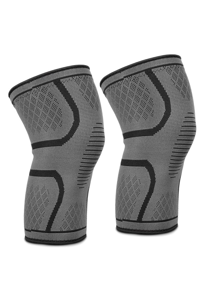 KASTWAVE Knee Brace, 2 Pack Knee Compression Sleeve Support for Men & Women, Professional Sports Protection, Knee Support  - Image 1